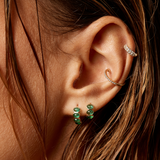 Cabochon Emerald Huggie Medium