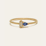 Lyra Blue Sapphire & Lab Diamond Ring