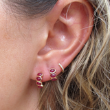 Cabochon Ruby Huggie Small