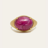 Oracle Ring with Oval Cabochon Ruby