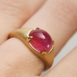 Oracle Ring with Oval Cabochon Pink Sapphire