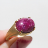 Oracle Ring with Oval Cabochon Ruby