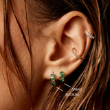 Cabochon Emerald Huggie Medium