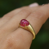 Oracle Ring with Oval Cabochon Pink Sapphire