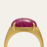 Oracle Ring with Oval Cabochon Ruby