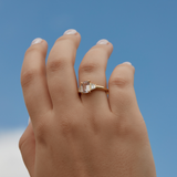 Alexandria Three Stone Ring with 1.61ct Pink Sapphire & Diamonds