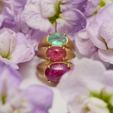 Oracle Ring with Oval Cabochon Pink Sapphire