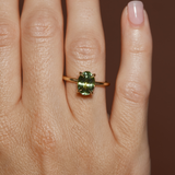 Fern Ring with Oval Green Tourmaline
