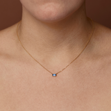 Sol Emerald Cut Blue Sapphire Necklace