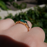 Cairo Three Stone Ring with 1.07ct Colombian Emerald & Diamonds