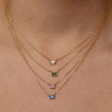 Sol Emerald Cut Pink Sapphire Necklace