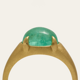 Oracle Ring with Oval Cabochon Emerald