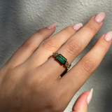 Cairo Three Stone Ring with 1.07ct Colombian Emerald & Diamonds