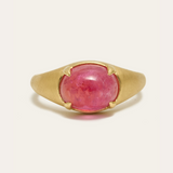 Oracle Ring with Oval Cabochon Pink Sapphire