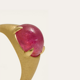 Oracle Ring with Oval Cabochon Pink Sapphire
