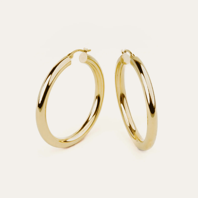 Super Chunky Tube Hoops Large - 9ct Gold