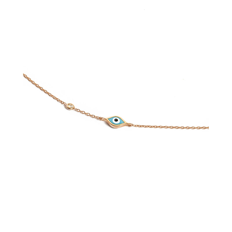 Marquise Evil Eye & Diamond Bracelet - 14ct Rose Gold
