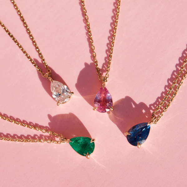 Asteria Pear Blue Sapphire Necklace