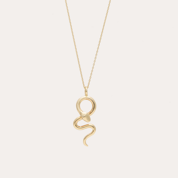 Gold Snake Necklace - 14ct Gold