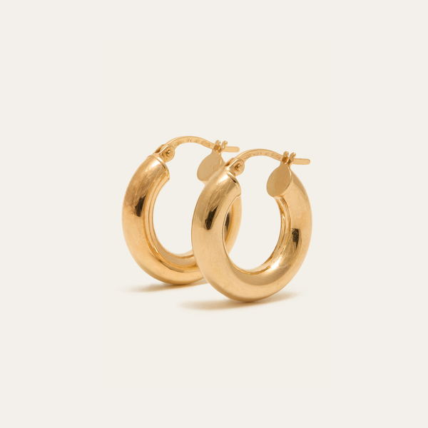 Super Chunky Tube Hoops Extra Small - 9ct Gold