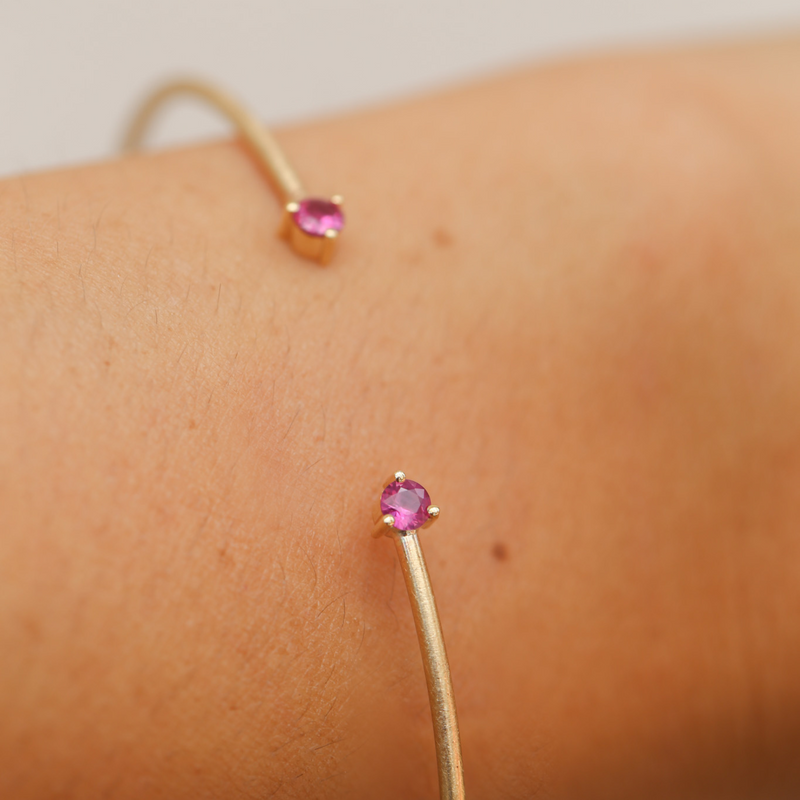 Gemini Pink Sapphire Cuff - 9ct Gold