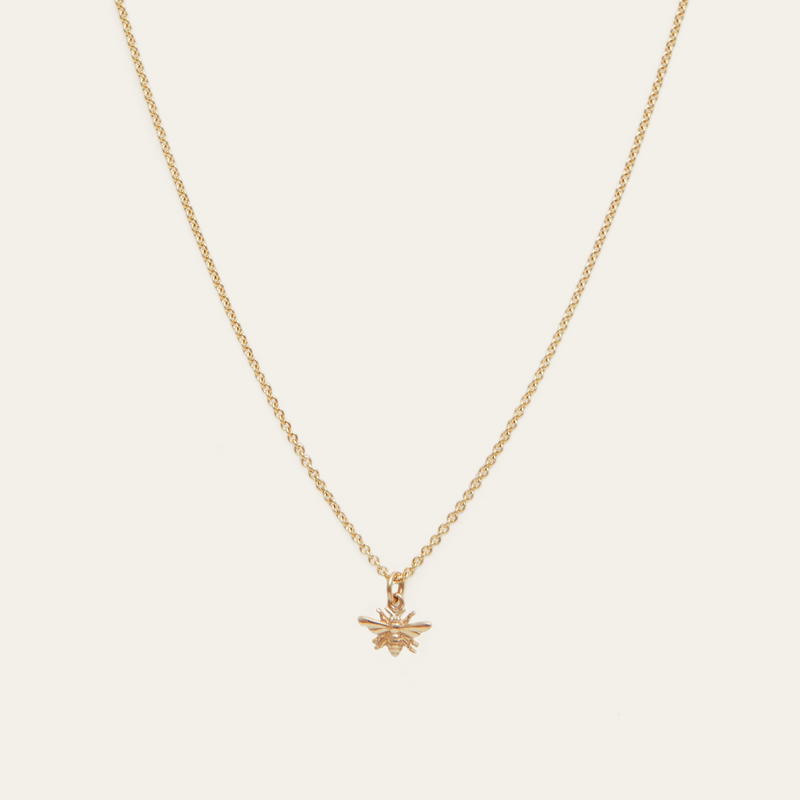 Tiny Honey Bee Necklace - 9ct Gold