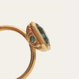 Artemis with Emerald Cut Teal Sapphire - 18ct Gold