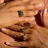 Nico Ring with Baguette Bi Colour Green Tourmaline