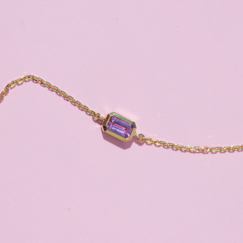 Sol Emerald Cut Pink Sapphire Bracelet