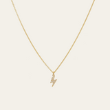 Tiny Pave Diamond Lightning Bolt Necklace - 9ct Gold