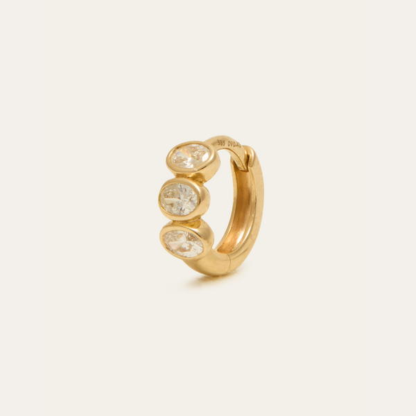 Oval Diamond Huggie Small - 14ct Gold