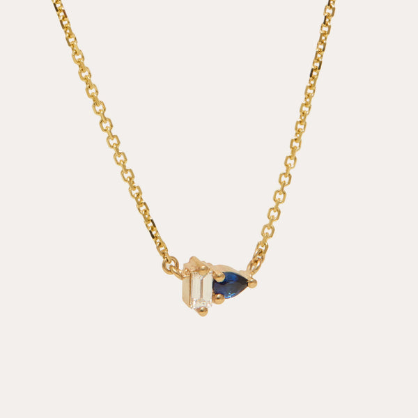 Lyra Blue Sapphire & Lab Diamond Necklace