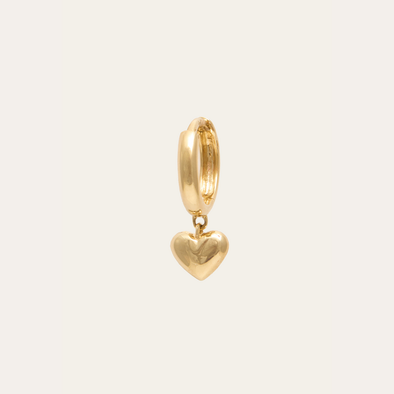 Puffy Heart Huggie Small - 9ct Gold