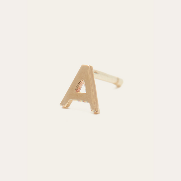 Tiny Letter Stud - 14ct Gold