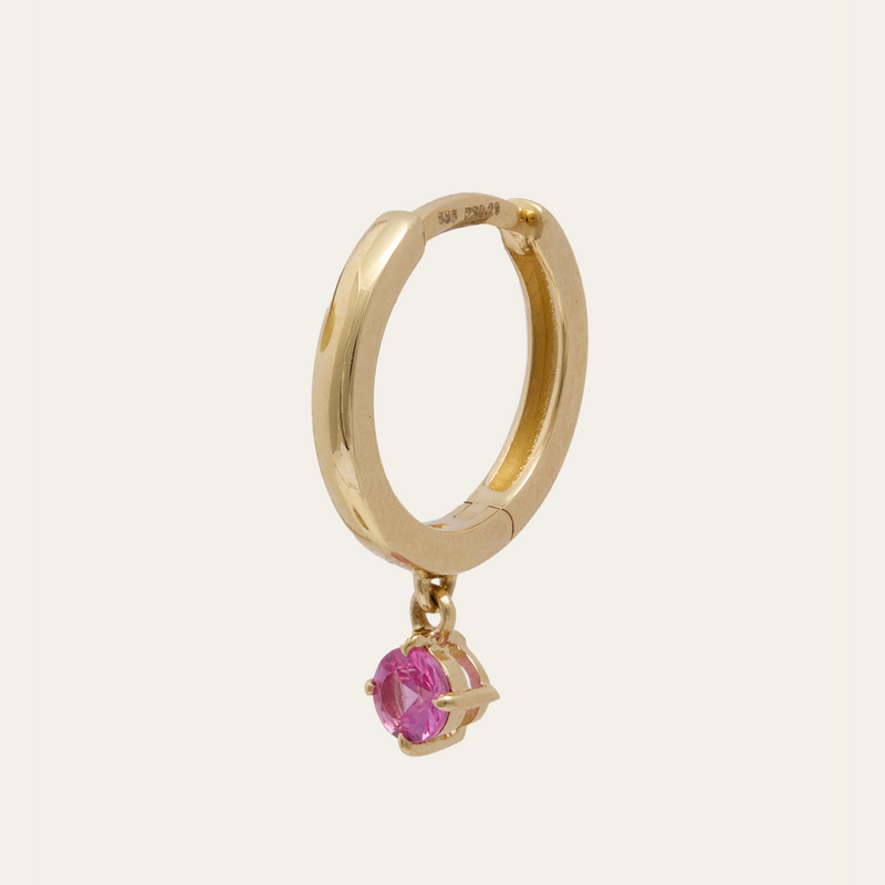 Eclipse Pink Sapphire Huggie - 14ct Gold