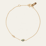 Green Marquise Evil Eye Bracelet - 14ct Gold
