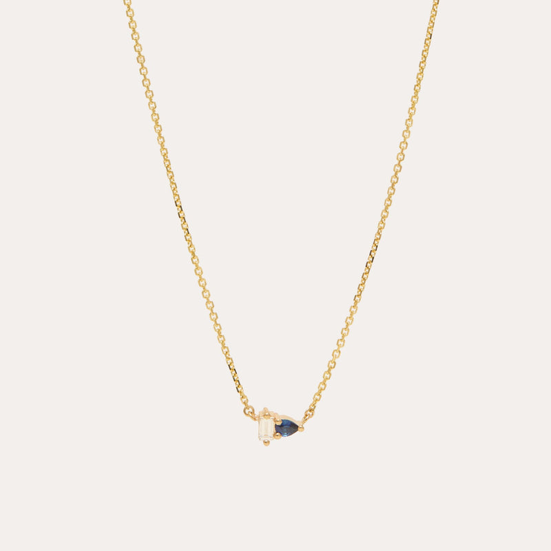 Lyra Blue Sapphire & Lab Diamond Necklace