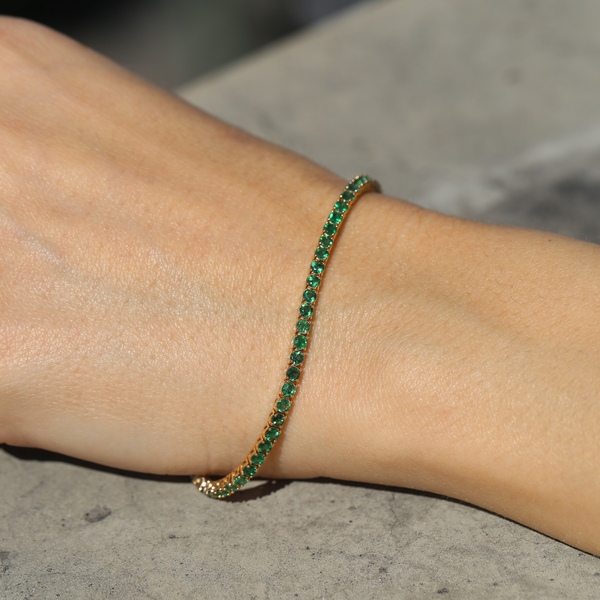 The 3ct Emerald Tennis Bracelet - 14ct Gold