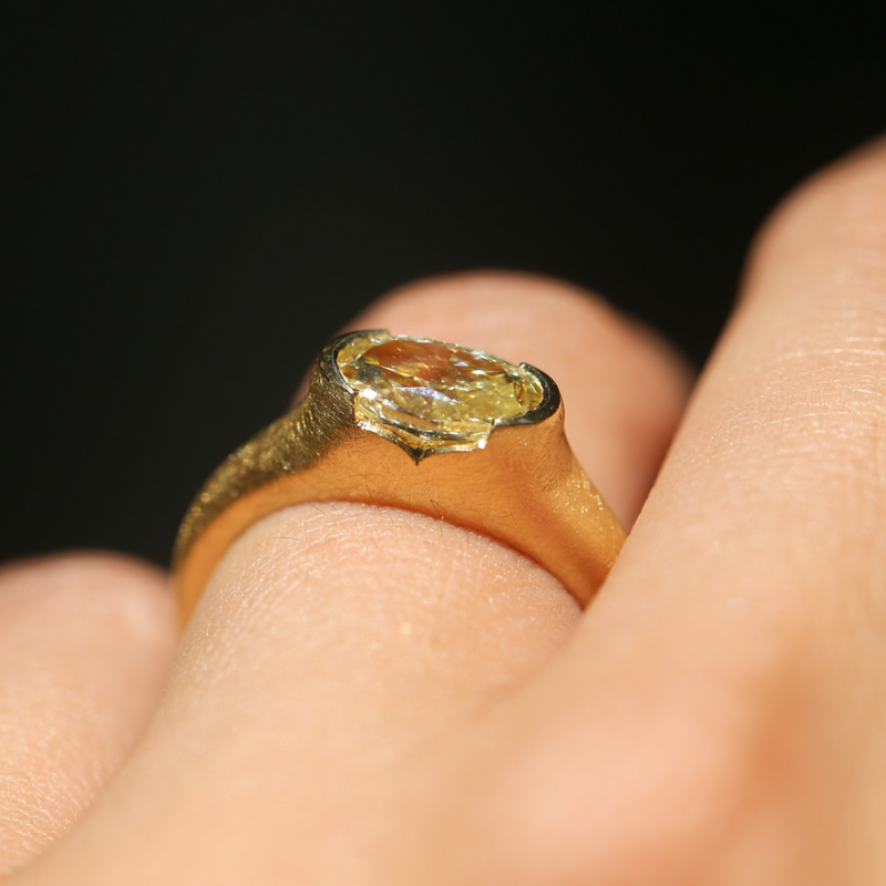 Celeste with Natural Oval Yellow Diamond - 18ct Gold