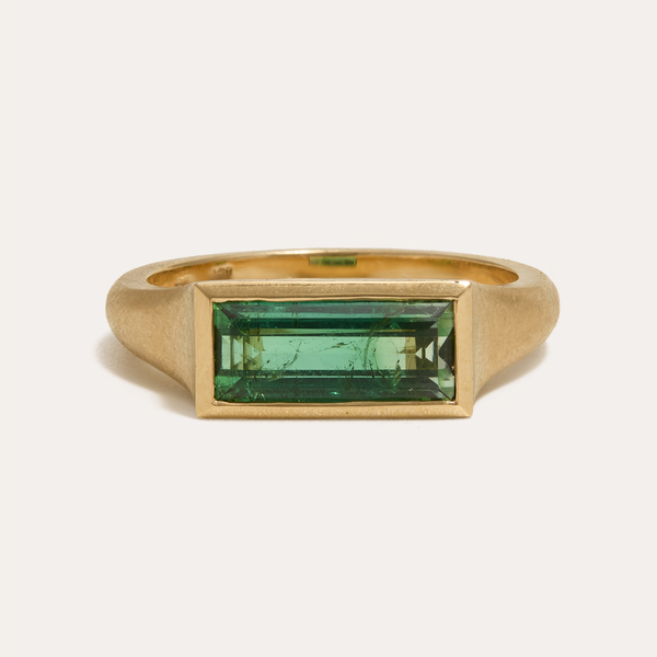 Nico Ring with Baguette Bi Colour Green Tourmaline