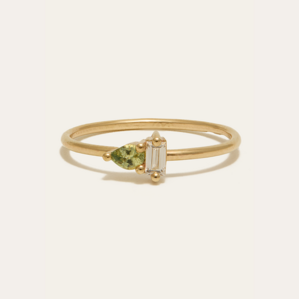 Lyra Green Sapphire & Lab Diamond Ring - 9ct Gold