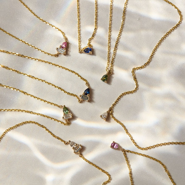 Eos Pear Shape Green Sapphire Necklace