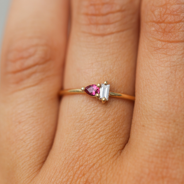 Lyra Pink Sapphire & Lab Diamond Ring - 9ct Gold