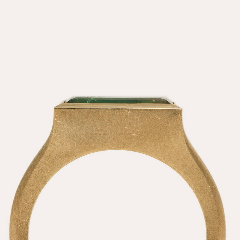 Nico Ring with Baguette Bi Colour Green Tourmaline