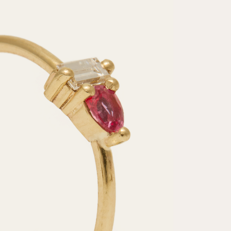 Lyra Pink Sapphire & Lab Diamond Ring - 9ct Gold