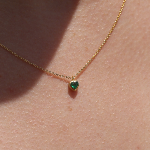 Emerald Heart Necklace - 18ct Gold