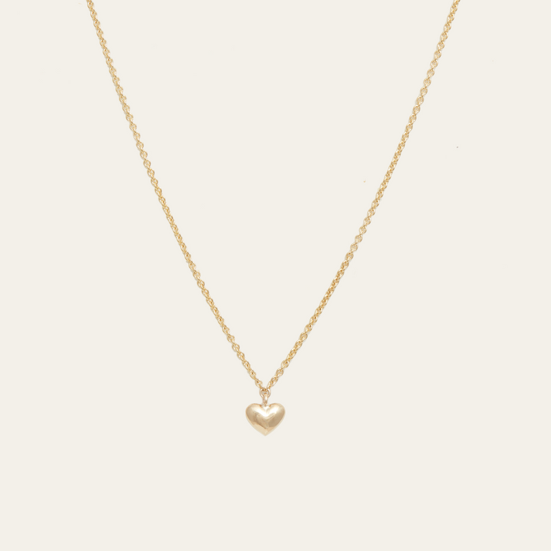 Gold puffed heart necklace deals
