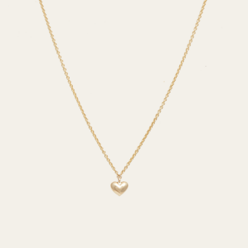 Puffy Heart Necklace - 9ct Gold