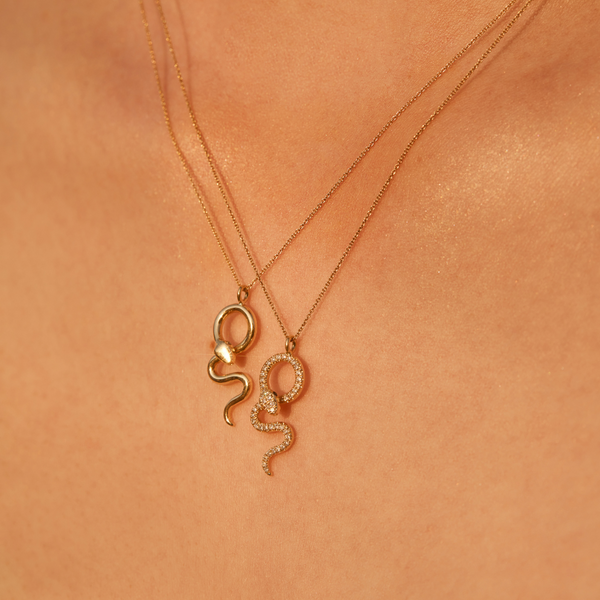 Diamond Snake Necklace - 14ct Gold