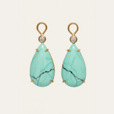 Juicy Drops with Medium Light Blue Turquoise & Diamonds - 9ct Gold